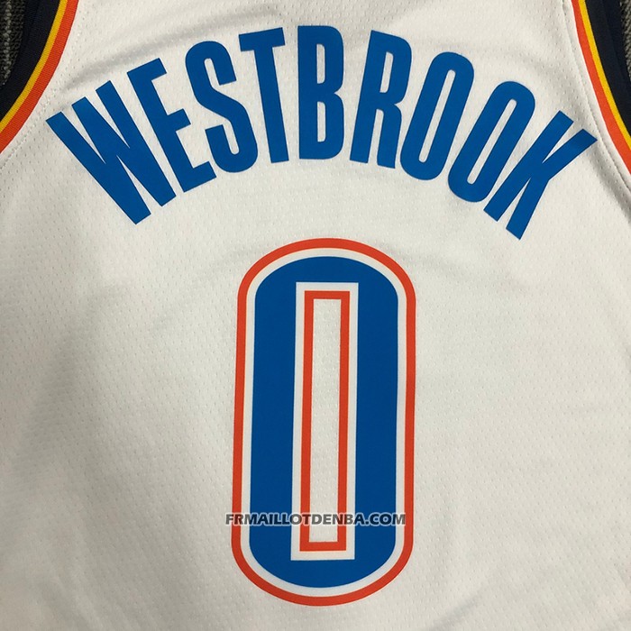 Maillot Oklahoma City Thunder Russell Westbrook NO 0 Association Blanc